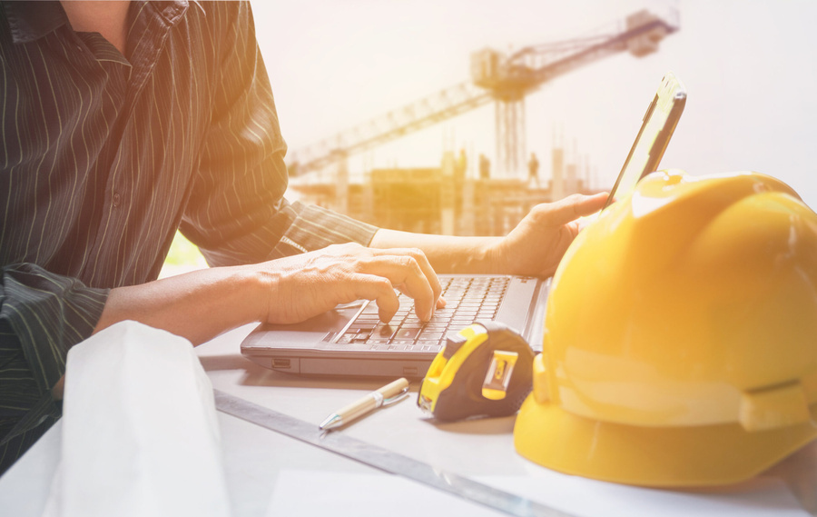 Engineer preparing project documentation